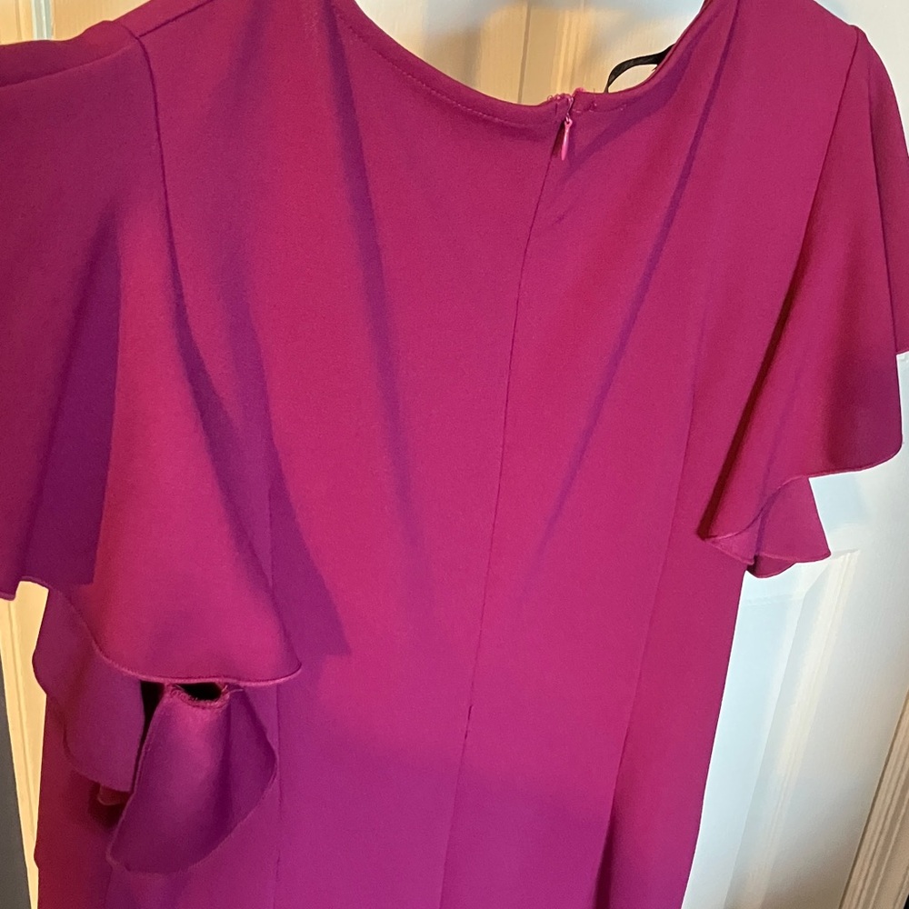 iHot Purple Plum Dress V Neck 2XL Ruffle Pleat - Picture 4 of 5
